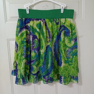 E by ECI Layered A-Line Skirt with Back Zip Womens Midi Size M